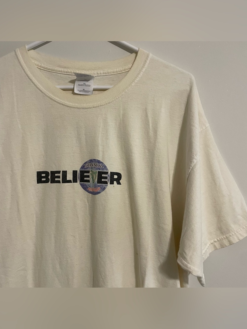 Vintage 90s Guinness Believer Beer Alcohol Party Promo T Shirt Size XL